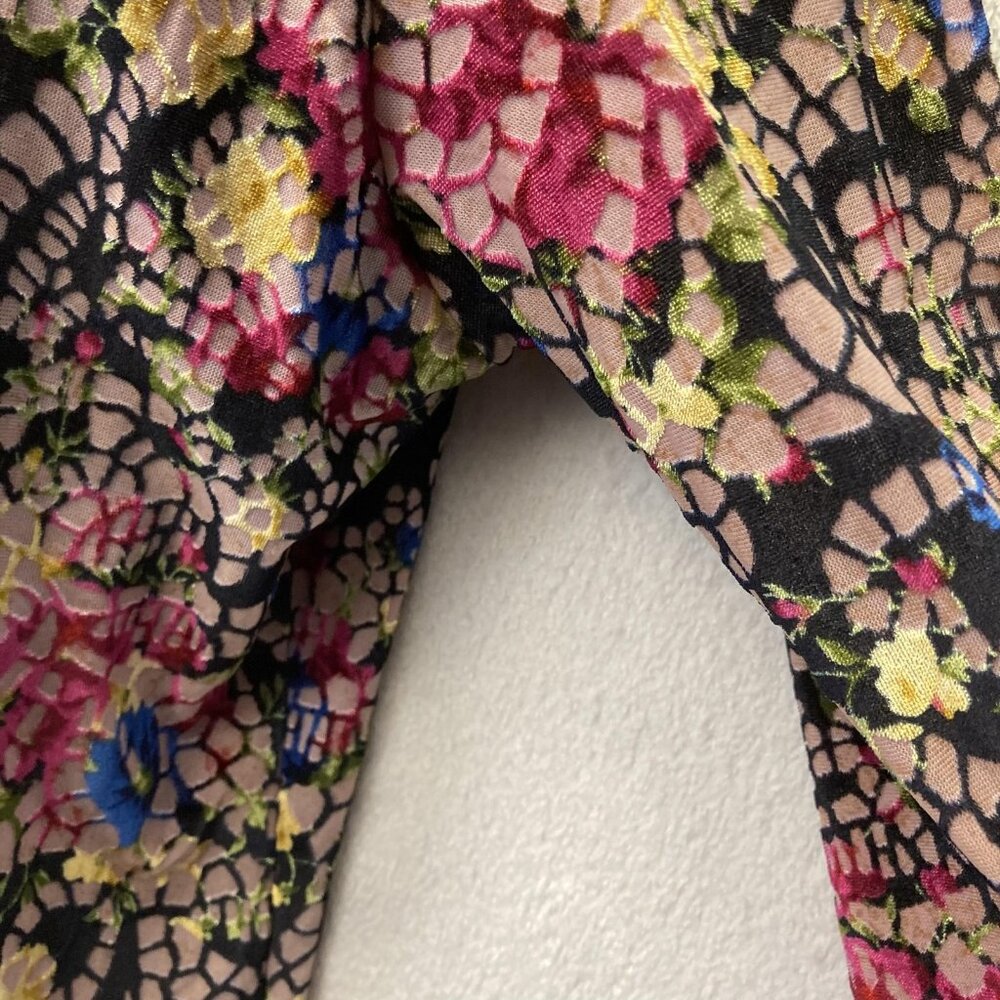 Petit Pois Viviana G Velvet Burnout Dress Womens Size XL Black Pink Lightweight - Picture 10 of 14